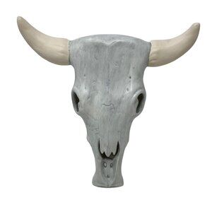 Ceramic Cow Bull Fake Skull Wall Hang Western Cowboy Decor Decoration White 9"